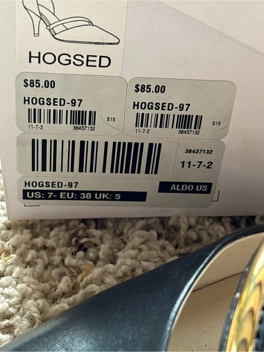 Aldo Hogsed-97 Black and Gold Heels Sz 7.5 EU 38
